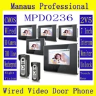 High Quality 7 inch Screen Display Video Intercom System Wired Magnetic Lock Two to Five Video Doorphone Device Kit D236b