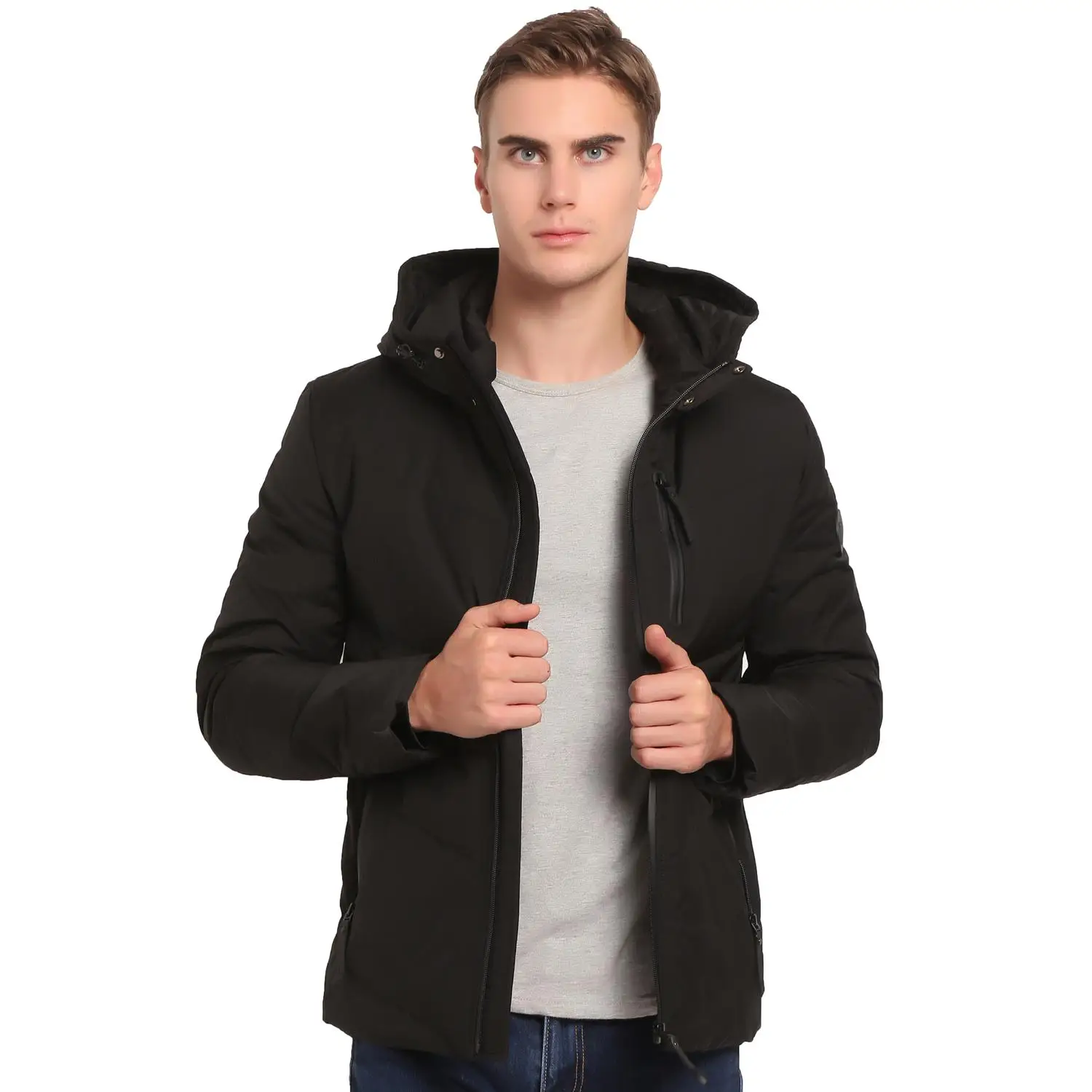 Бренд Just For Outerpass, повседневная мужская куртка на белом утином пуху, осенне-зимняя теплая длинная пуховая парка, мужское водонепроницаемое плотное пальто - Цвет: Черный