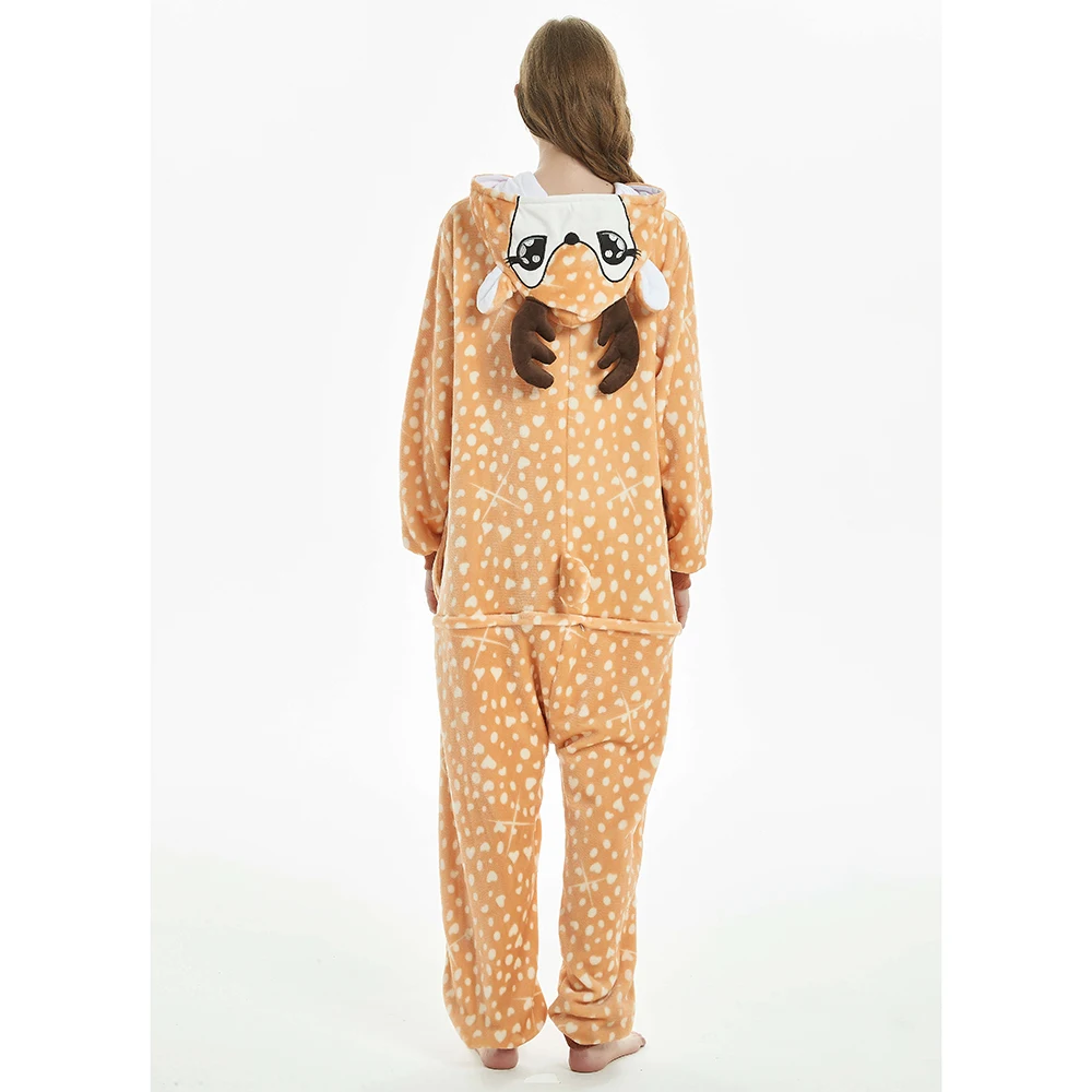 2019 Onesie животных Олень Пижама для взрослых унисекс женщин и мужчин с капюшоном