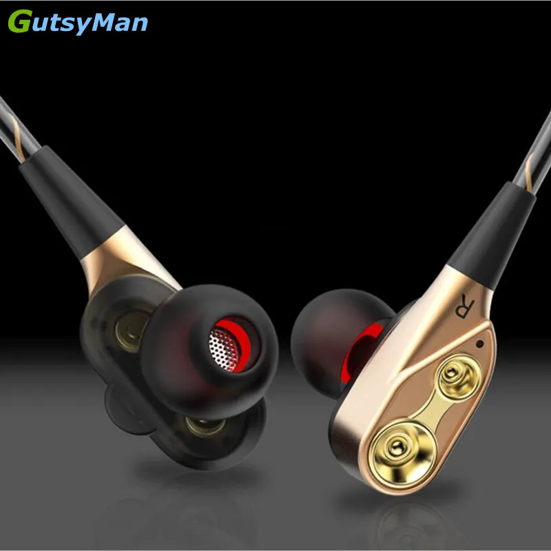 

GutsyMan Pro Dual Dynamic Driver Professional In Ear Sports HIFI Earphone with 4 driver inside Vs XIAOMI Headsets--2018 Version