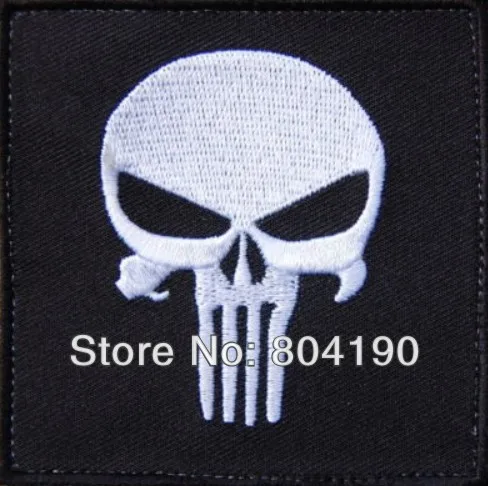 

PUNISHER SKULL ARMY MORALE MILSPEC TACTICAL biker vest iron on patch horror goth punk emo rock applique wholesale dropship