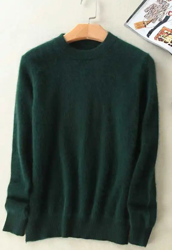Теплые норковые кашемировые мягкие эластичные свитера и пуловеры для женщин, осенний зимний свитер, Женский брендовый пуловер с высоким воротом - Цвет: blackish green DR