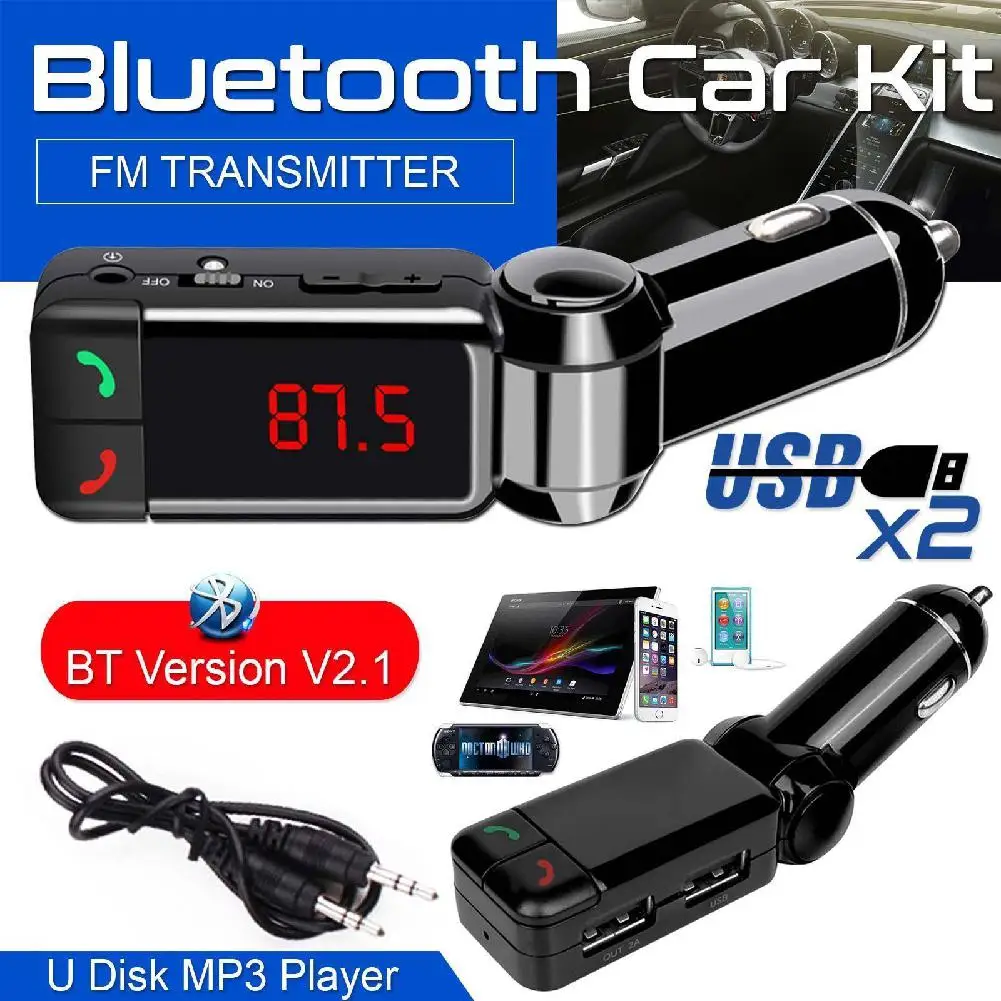 

Bluetooth Car Kit FM Transmitter AUX Radio Wireless Handsfree Speaker Headphone Adapter Dual USB Charger MP3 Music Player r20