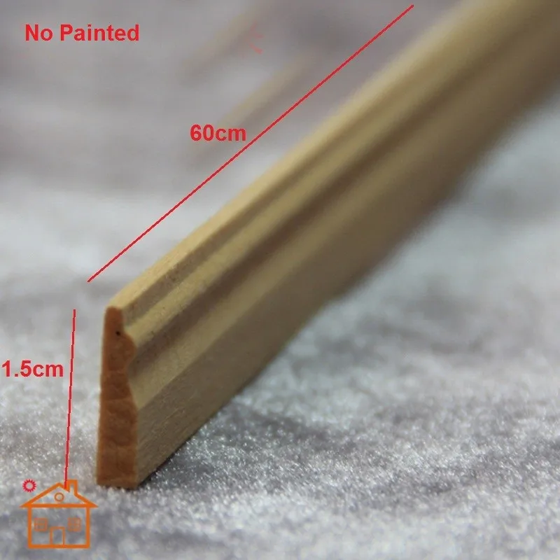 Плинтус литья кукольный домик миниатюрная отделка плинтус 1/12 масштаб DIY L60cm* 1,5 cm# B002