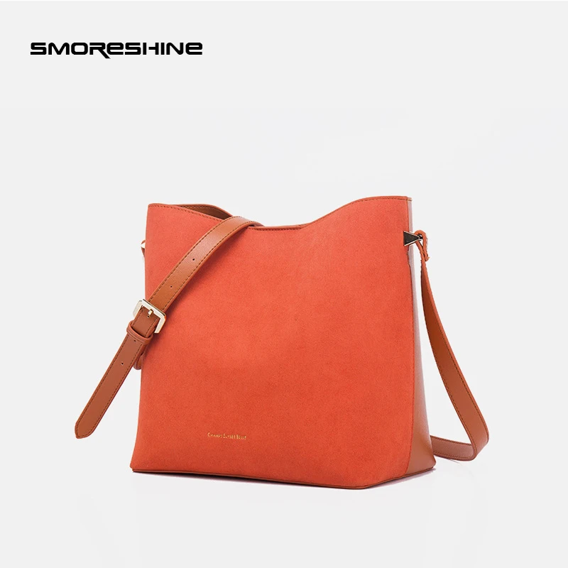 

SMORESHINE Brand Suede PU leather women shoulder bags Female fashion bucket design crossbody bag women's elegant handbag 3sets