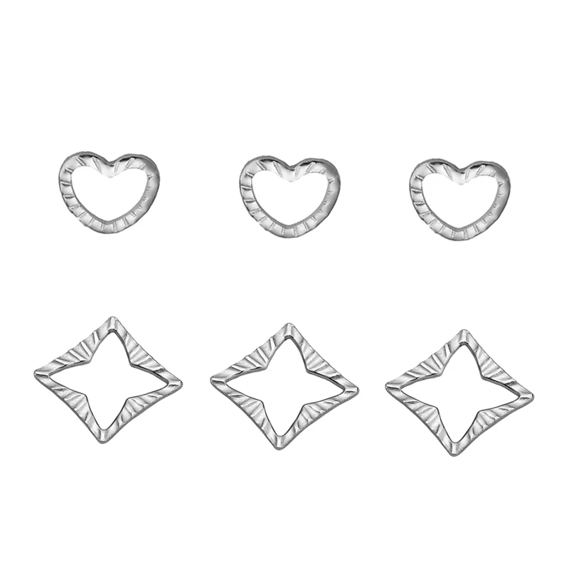 

15PCs Stainless Steel Heart Rhombic Connectors For Necklace Bracelet DIY Jewelry Findings Making Supplies Accessories Handcraft