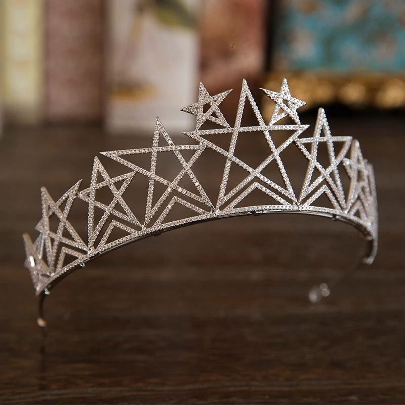 

Luxury Zircon Stars Tiara Crown Micro Paved Cubic Zirconia Princess Headband Hair Jewelry Wedding Party Hairband Ornament Gifts