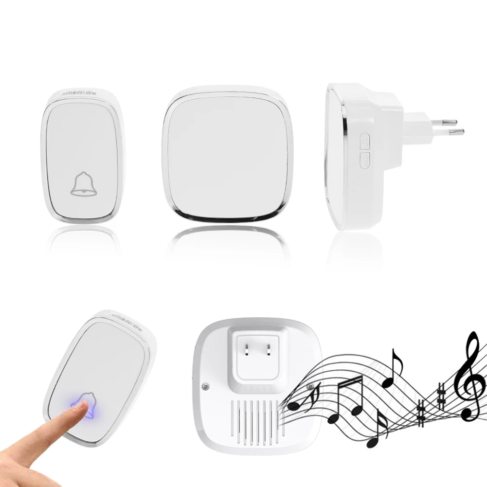 

Waterproof Music Wireless Doorbell 1 Push Button Transmitter + 2 Receivers 36 Songs Waterproof Home Security Doorbell