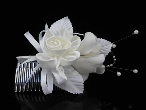 

Elegant Wedding Prom Bridal Jewelry Ivory Flower Hair Comb Rhinestone & Pearl Handmade Girls Woman Flower hair combs