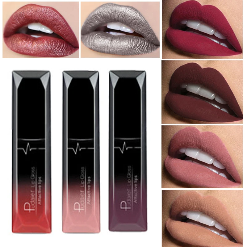 

Professional Makeup Lip Gloss Color Long Lasting Metallic Sexy Red Velvet Matte Liquid Lipstick Lip Tint Cosmetics Lipgloss