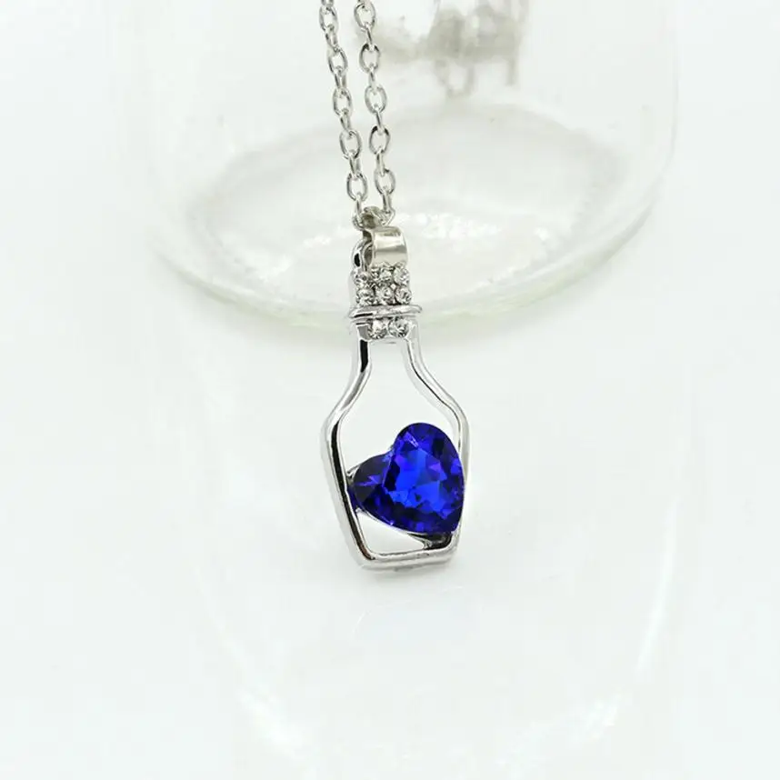 

Necklaces Pendants Fashion Silver Chokers Nacklaces Women Love Drift Bottles Chains Quartz Kolye Bayan Necklace 18JUN8