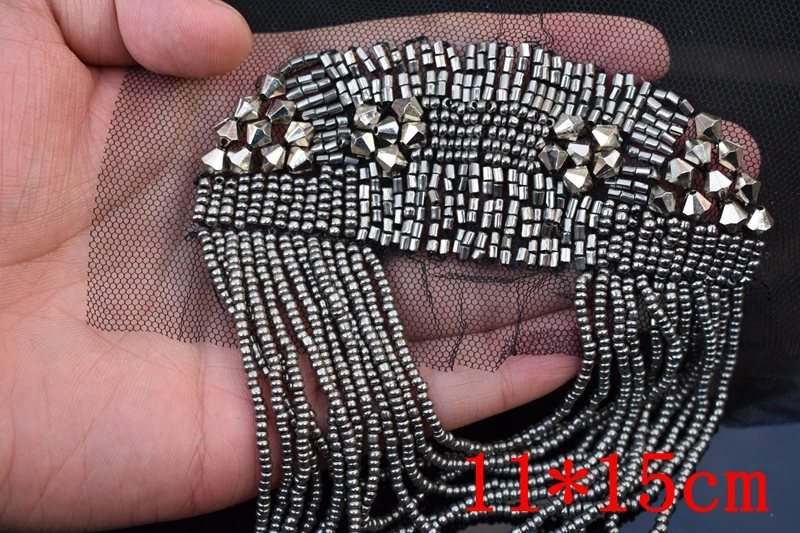 Schouder Epaulet Kralen EMDOMO Kralen & Pailletten Schouder Epaulet Broche - 2 Stuks Handgemaakte Appliqué Voor Kleding Strass Steentjes Franje