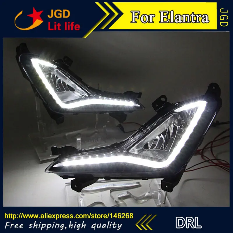 Free shipping 12V 6000k LED DRL Daytime running light for Hyundai Elantra 2014 fog lamp frame Fog