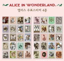 4 sztuk/partia 4 arkusze na zestaw nowy DIY vintage Alice serii pieczęć papierowa naklejka etykieta dekoracyjna