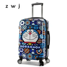 Doraemon мультфильм чемодан на колесиках Детский чемодан путешествия носить на ребенка мультфильм тележки универсальные на колесах багаж