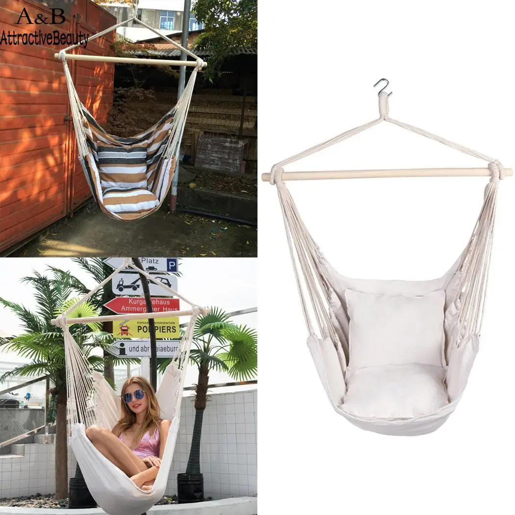 

Garden Hammock Chair Portable Travel Camping Hanging 1 x Hammock Swing 1 x Chair, 2 x Pillows Chair 1 Person