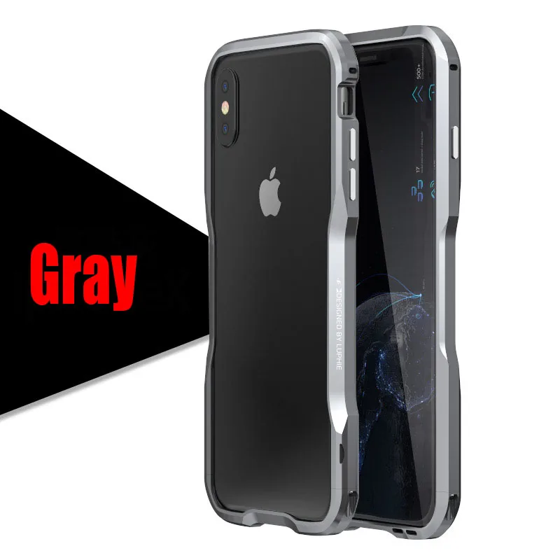 Чехол для iPhone X 7 8 Plus роскошный Luphie с двойным лезвием дизайн алюминиевая металлическая рамка чехол для iPhone X IPX08 - Цвет: Gray