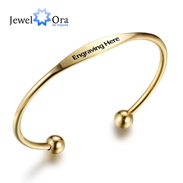Personalized Cuff Bracelets Stainless Steel Open Bangles Women Personalized Cuff Bracelets Stainless Steel Open Bangles Women Fashion Jewelry Female Charm Bracelet Gift Jewelora