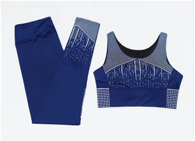 Женский комплект для йоги, майка+ леггинсы, спортивный костюм, комплект из бюстгальтера и штанов для тренажерного зала, спортивный костюм для фитнеса, одежда для бега, 2 шт - Цвет: dark blue