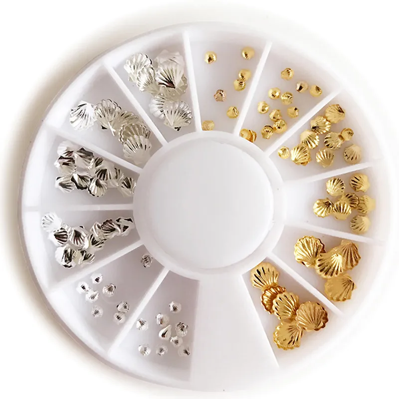 

1 Box Metal Sea Shell Summer Nail Studs Gold 3D Nail Art Decoration Manicure Nail Deco Decoration Accessories