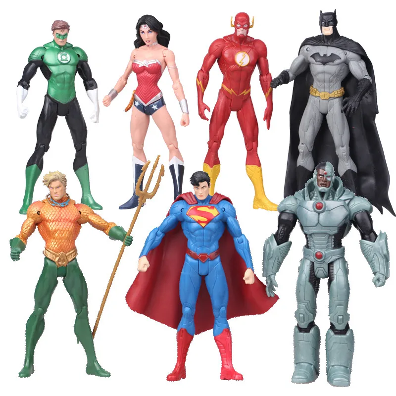 

DC Justice League Superman Wonder Flash Batman Lantern Aquaman Movable Action Figure Toys Christmas Doll 7pcs/set