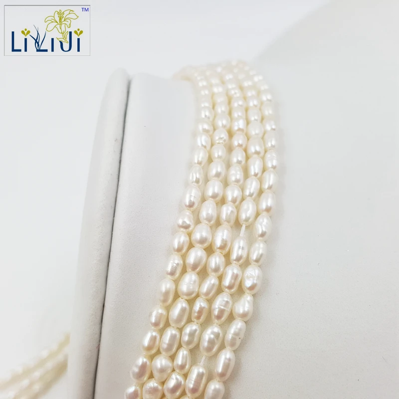 

Natural Freshwater Pearl Beads Rice Shape Loose Beads about 3.5-4mm for DIY Jewelry Making about 38cm/strand