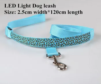 

FD44 2.5cm width pet dog Leashes /w led light dog Pull strap pet dog Leopard Drawstring dog leads free shipping