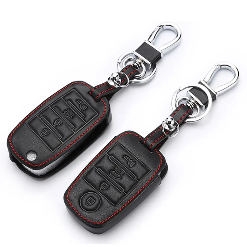 

Genuine Leather Key Cover Leather Key Cases For Kia ceed cerato sportage 2018 Optima K5 Sportage 3/4 Button Remote Control
