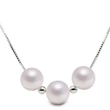 ASHIQI Лидер продаж АААА натуральный пресноводный жемчуг цепочки и ожерелья, 925 пробы серебряные украшения для женщин