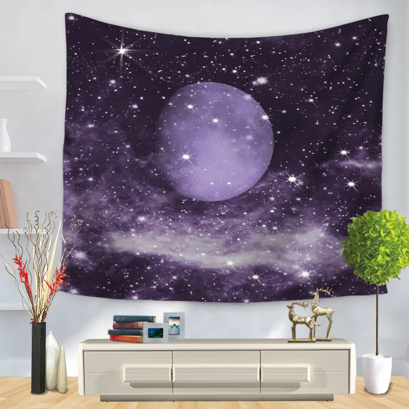Beautiful Night Sky Wall Tapestry Home Decorations Wall Hanging Forest Starry Moon Night Tapestries For Living Room Bedroom - Color: 9