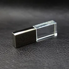 Free shipping Custom 3D Logo Transparent Glass Crystal USB Flash Drive 2 0 2GB 4GB 8GB