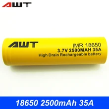 AWT 18650 Rechargeable Battery 3 7V Li ion 2500mAh 35A font b Vape b font Battery