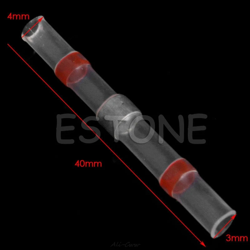 50 шт. 22-18AWG водонепроницаемый термоусадочная Стыковая проволока соединитель припоя рукав