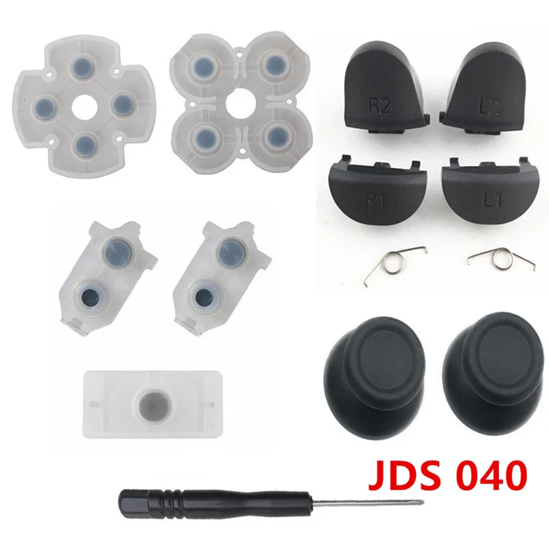 For PS4 Pro JDM 040 V2 Controller Repair Set L1 R1 L2 R2 Trigger Buttons 3D analog Joysticks Thumb Sticks Cap Conductive Rubber