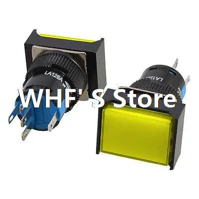 

2 Pcs DC 12V Orange LED Light Latching Rectangular 16mm Push Button Switch