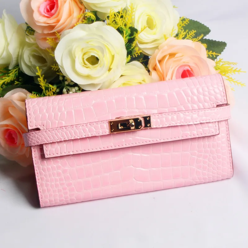 

DEAT Sac 2019 Fashion Luxury Women Designer Crocodile Pattern Genuine Leather Wallet Clutch Packet Evening Bag Long Wallet ZD327