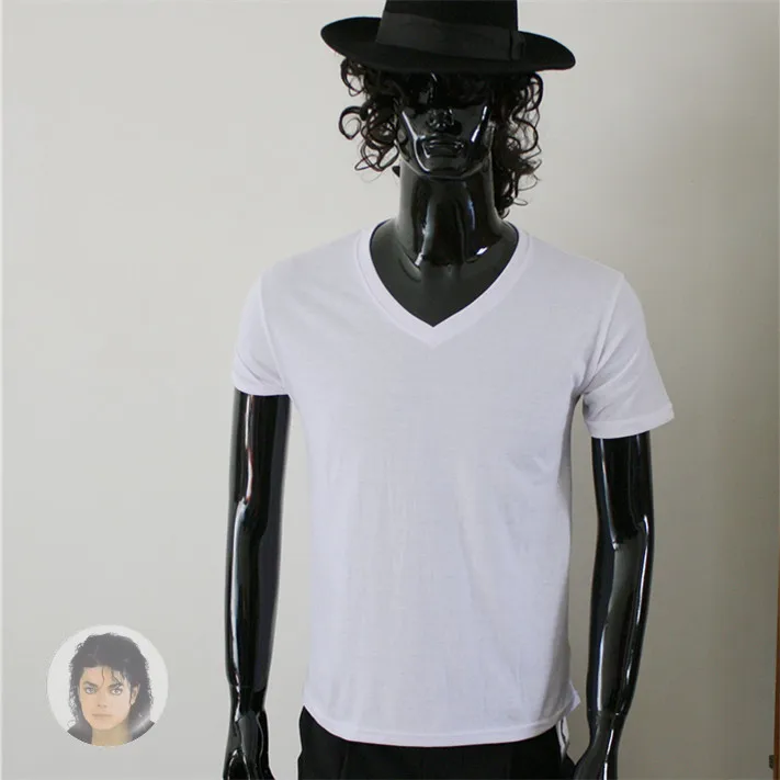 Free shipping wholesale MICHAEL JACKSON Tee Billie Jean V-neck T-shirt