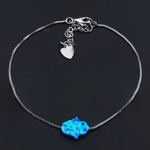 Изящный Хамса рука океан браслет из натурального опала с цепочкой коробки