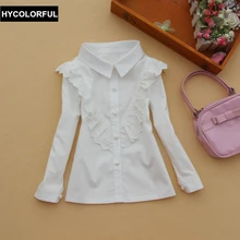 Осенние рубашки для девочек, блузка детская одежда белая хлопковая Детская рубашка Школьная блузка для девочек детская одежда для девочек возраст От 1 до 16 лет