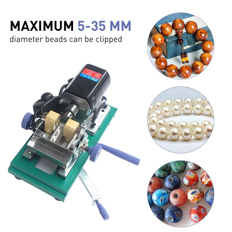 

110V Pearl Punching And Drilling Machine Step-Less Speed Regulation Amber Beeswax Maximum 3-35mm Diameter Beads Hand Tool Sets
