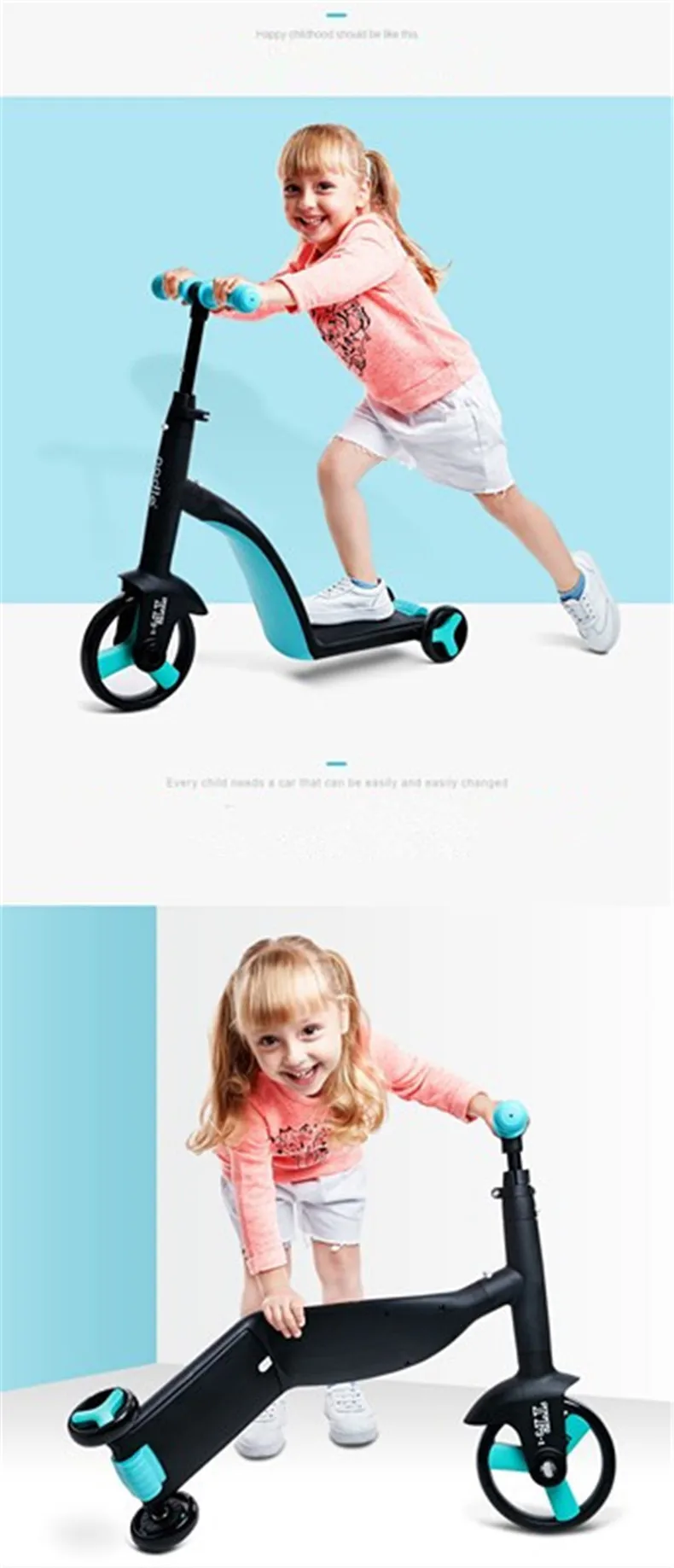 Детский трехколесный самокат для езды на велосипеде, трехколесный велосипед для детей 3 в 1, балансировочный велосипед, игрушка, коляска yoya