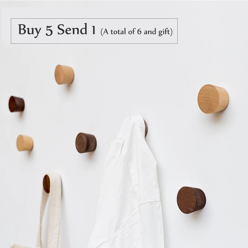 

1Set 50/60mm Nordic Style Beech Wood Black Walnut Wooden Art Design Robe Hook For Clothes Coat Racks Home Decoration Accessories
