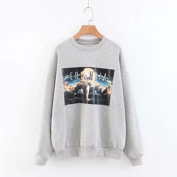 

Women Harajuku Cotton Pullovers Regular Print Oversize Sweatshirt Plus Size Tops Hoodies