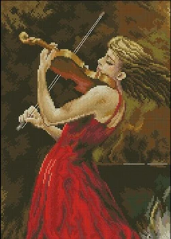 

Needlework,DIY Cross Stitch,Sets For Embroidery kits,14CT&16CT&18CT,Pull the violin of the red dress