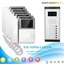 YobangSecurity 4.3 Inch Villa Video Door Phone Doorbell Intercom Entry System Kit Night Vision With Handset For 6 Unit Apartment