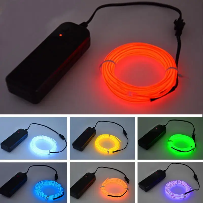 

1 2 3 5M Flexible Led Neon Light Glow EL Wire Rope Tube Cable+Battery Controller LED Car Clothing Light Christmas Wedding Decor