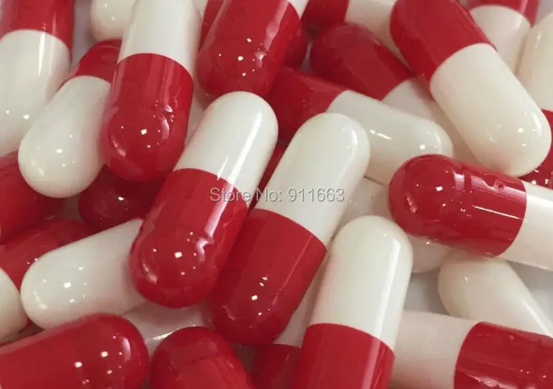 

1# 1,000pcs!Red-White Colored Empty Gelatin Capsule 1# /Hollow Gelatin Empty Capsule( joined or seperated capsules available)
