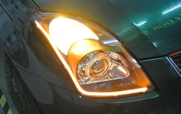 Angel Eye 2x Daytime Running Light Universal Tube Guide Soft and Flexible Car LED Strip DRL White and Yellow turn signal light (15)