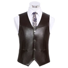 Мужской жилет из натуральной овечьей кожи, жилет из натуральной кожи, джентльменская кожаная куртка, костюм из овчины, шелковая нить