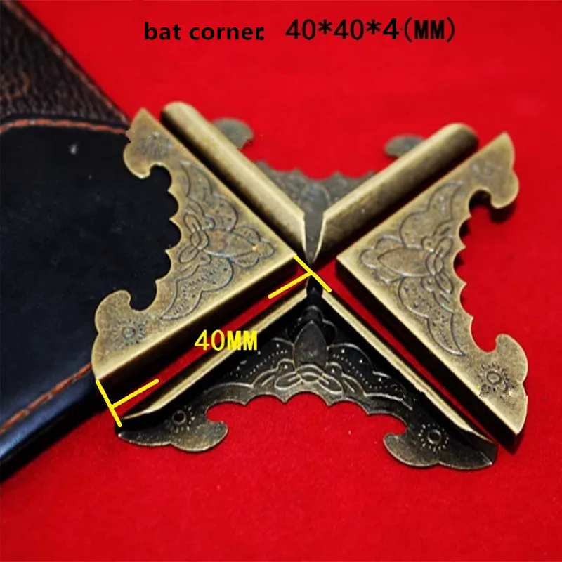 

Antique Bronze Tone Book Scrapbooking Albums Menus Corner Protectors Metal Bat Corners For Books 40*40*4mm Fit 4mm 4Pcs